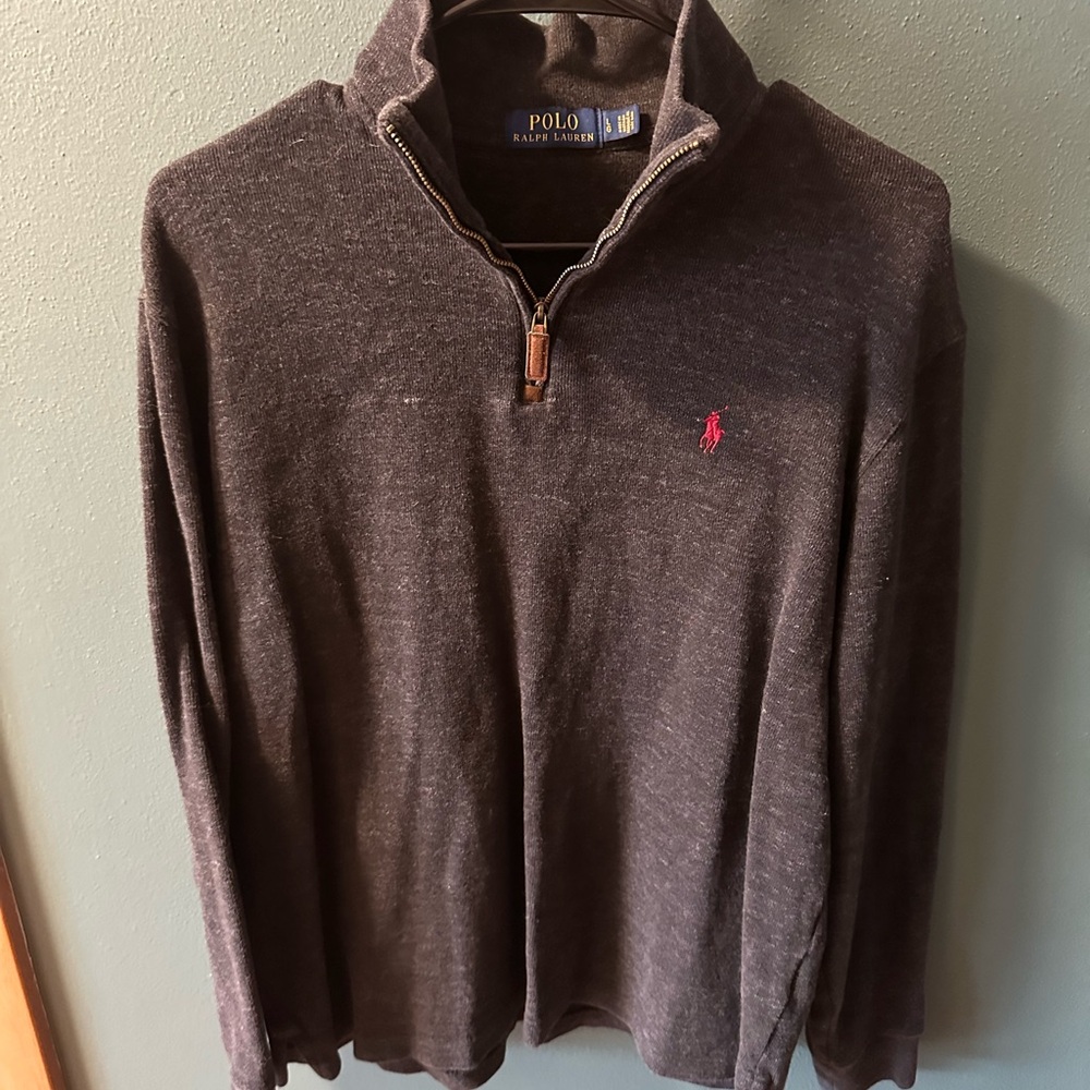 Ralph Lauren Quarter Zip Gray Knit Pullover